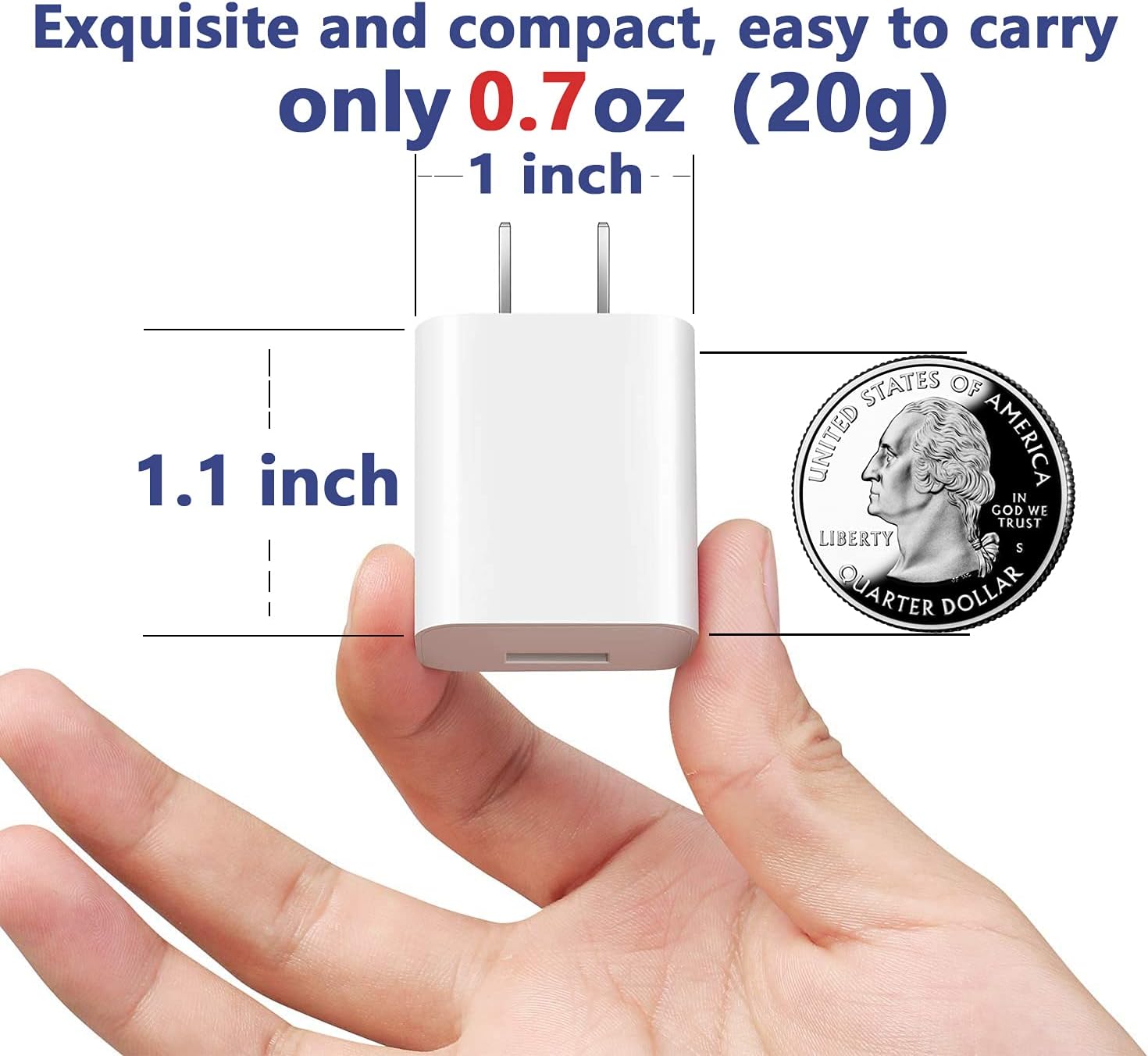 USB Wall Charger,Small Iphone Charger Box,Travel Plug Cube 5W Power Adapter for Iphone SE 2020/12 Pro Max/11 Pro Max/Xr/X/8 Plus/7/6S/6S/6/5,Galaxy S7/S6/S5 Edge,Lg,Htc,Huawei,Moto,Kindle