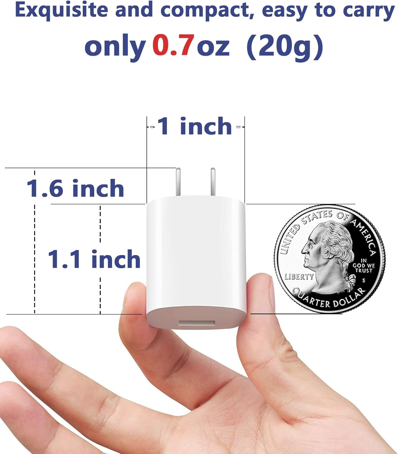 USB Wall Charger,Small Iphone Charger Box,Travel Plug Cube 5W Power Adapter for Iphone SE 2020/12 Pro Max/11 Pro Max/Xr/X/8 Plus/7/6S/6S/6/5,Galaxy S7/S6/S5 Edge,Lg,Htc,Huawei,Moto,Kindle